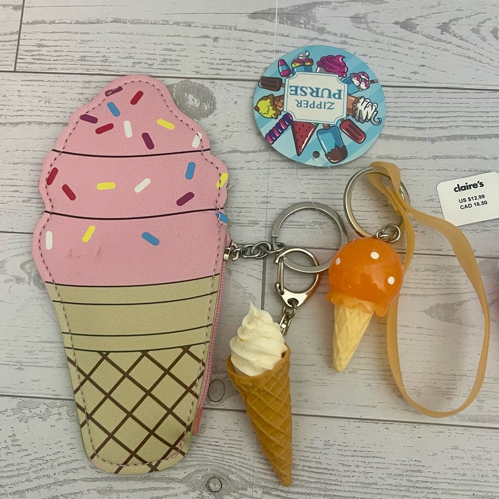 Claire's Orange & Purple Keychains with Unbranded Zipper Purse